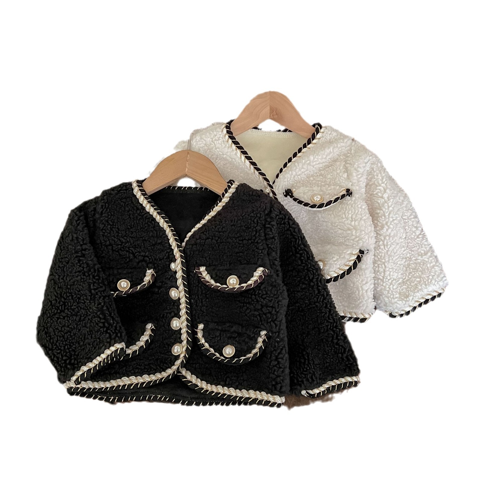 Capa de invierno redonda de la estrella de los niños Ropa de la muchacha caliente del estilo occidental nuevos niños bebé Otoño e Invierno de moda forro polar superior engrosada