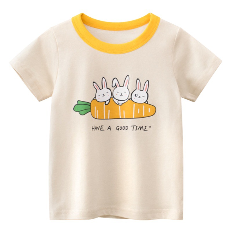 27 hogar estilo coreano ropa para niños Camiseta de manga corta para niñas de verano al por mayor tops para Bebés Ropa para niños ventas directas de la fábrica