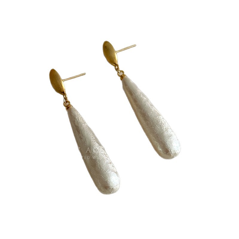 Nuevo estilo chino retro atmósfera cálida y suave nuevo estilo de moda aretes de aretes de borda vestido de algodón perlas largas aretes de aretes de arete de arete de arete