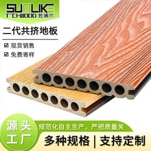 胜澜木140*25mm圆孔塑木地板景区塑木地板工厂户外木栈道地板