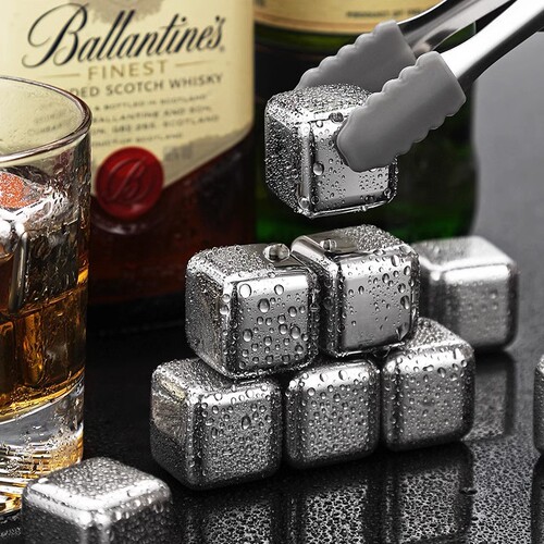 304 Food-Grade Stainless Steel Square Ice Cubes Household Fast-Freezing Ice for Wine, Whiskey, Ice Grains, and Household Use