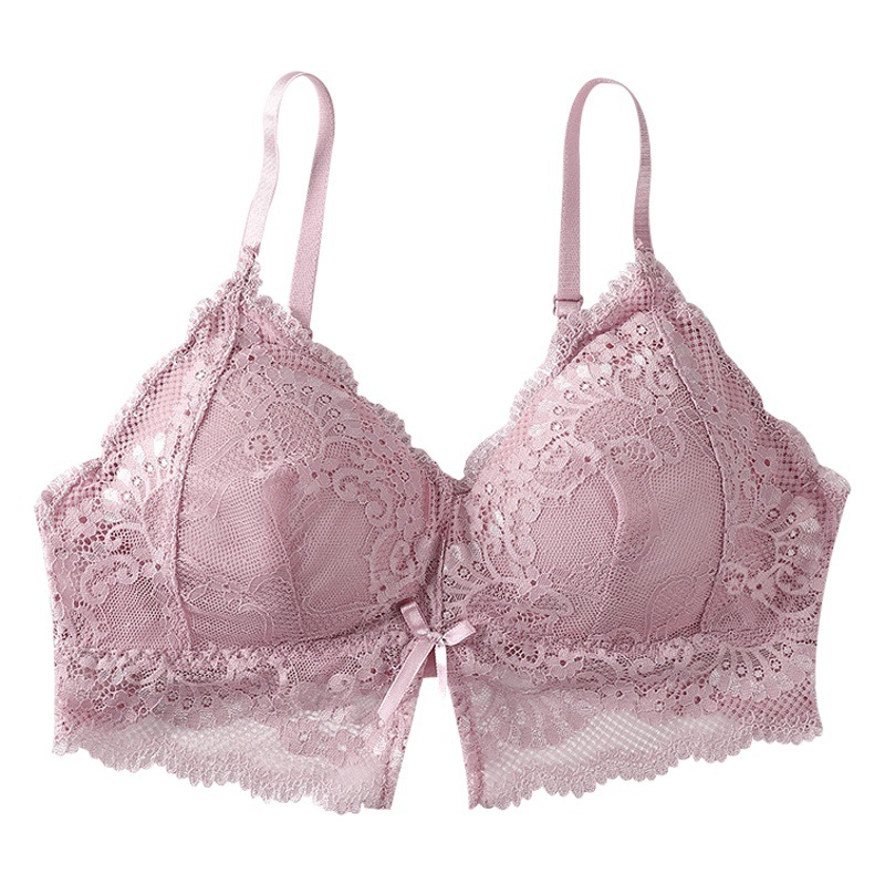Ropa interior inalámbrica de las mujeres verano Delgado encaje sexy espalda envuelta pecho de una pieza empuja hacia arriba el sujetador de la correa