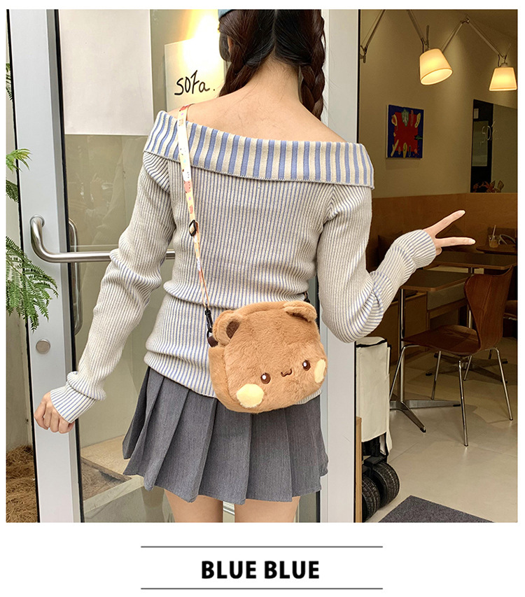 Korean version cute plush bear single-shoulder bag 2024 New style soft and sweet girl toy bag coin purse single-shoulder crossbody bag undefined