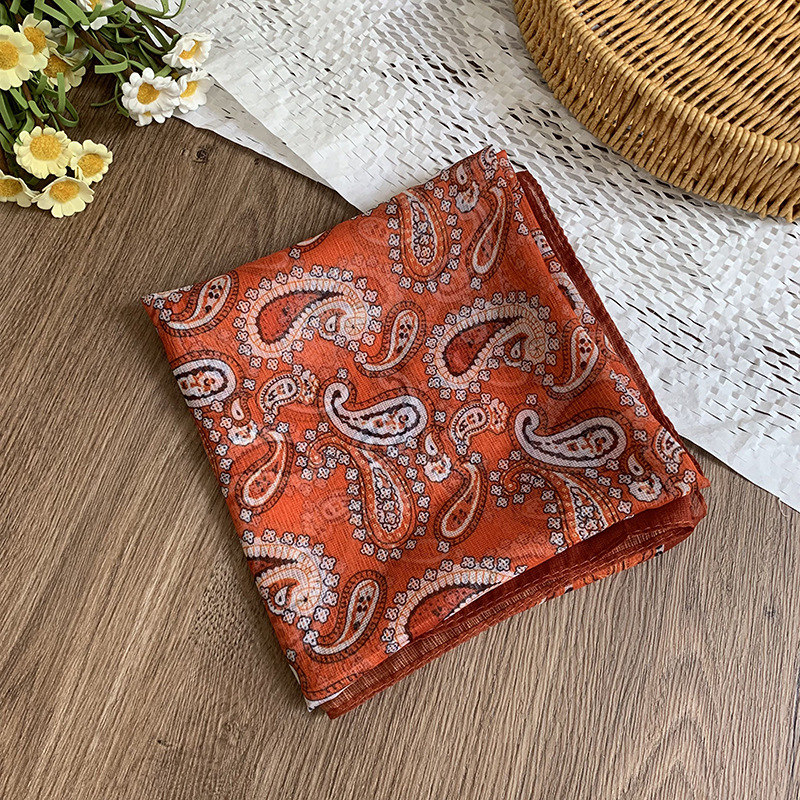 Bufanda de seda, bufanda cuadrada pequeña, personalidad retro, textura de algodón y lino, turbante, banda para el cabello, habitación con aire acondicionado de verano, protección para el cuello, chal exterior