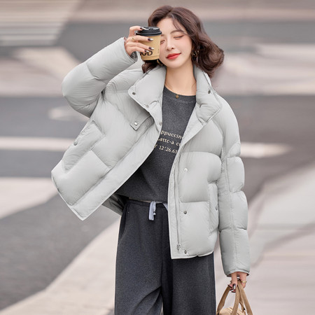 2025 Winter New Korean Style Puff Fashion Stand Collar Warm Versatile Loose Puffer Jacket Women's 90 down Coat