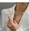 Fulian retro love peach heart double -layer necklace soil cool jumper cold air -winded metal fixture collarbone necklace female