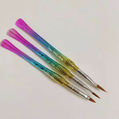 厂家美甲笔彩绘笔渐变炫彩人鱼杆水晶笔3支套装金色头