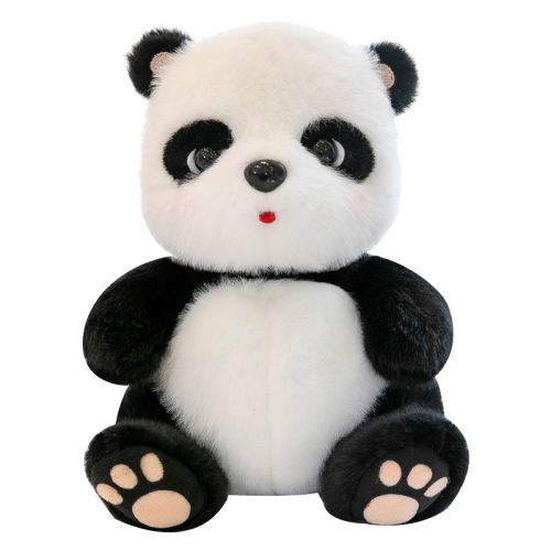 Doll tribe lying down Chinese black and white footprints giant panda girl gift cute sitting posture national treasure panda doll plush