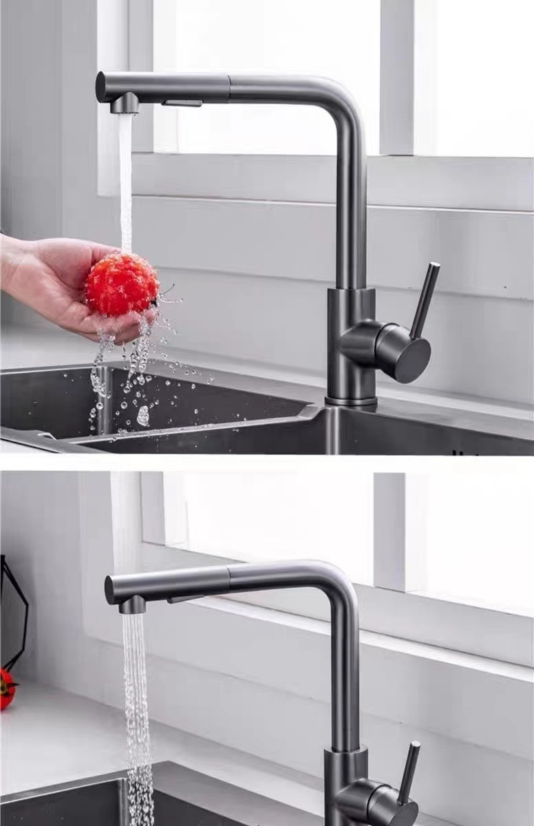 Cross-border stainless steel kitchen sink, cold and hot pull-out faucet, special sink for sink, rotating sink undefined