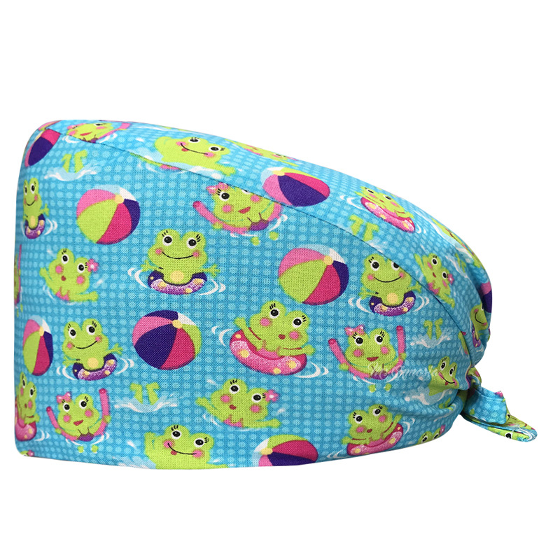 Sombrero de flores de algodón con estampado de dibujos animados, toalla absorbente para el sudor, sombrero de estudio médico, sombrero de enfermera UCI, envío directo de AliExpress