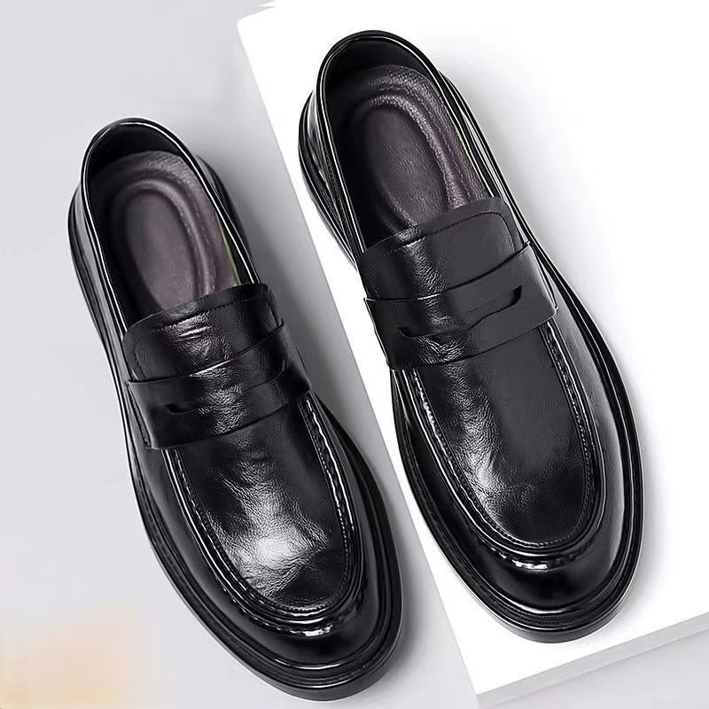 Новая мужская кожаная обувь мужская одна педаль мужская бизнес-свадебная обувь без шнуровки