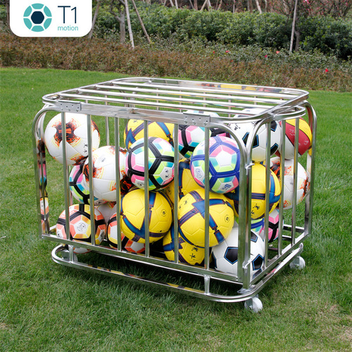 Basketball Storage Basket Basketball Cart Kindergarten Storage Basket Stainless Steel Foldable Mobile Cart Football Storage Basket