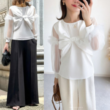 日系乐天跨境气质个性拼接纱网T恤女式大版外贸款夏季设计感上衣