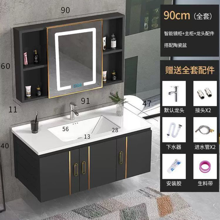 Espacio aluminio tocador tocador tocador tocador armario integrado tabla de roca encimera lavabo lavabo mueble de baño mueble de baño