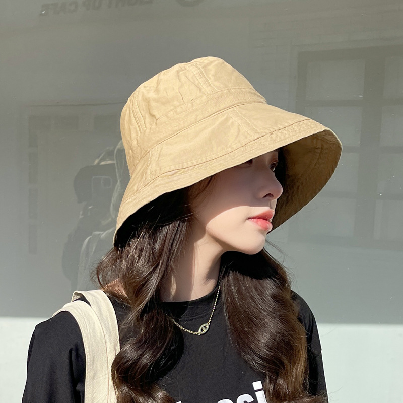 어부 모자 여자 봄 가을 자외선 차단 모자 캐주얼 챙이 큰 모자 남성 여름