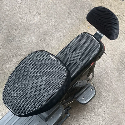 Breathable Battery Car Thickened Heat | Electric car cushion - black-round-head-front-seat-cover-rear-seat-cover-backrest-cover