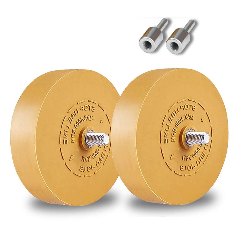 2件套去除橡皮擦橡胶轮4英寸胶粘剂，带有钻头转接器套件去除工具