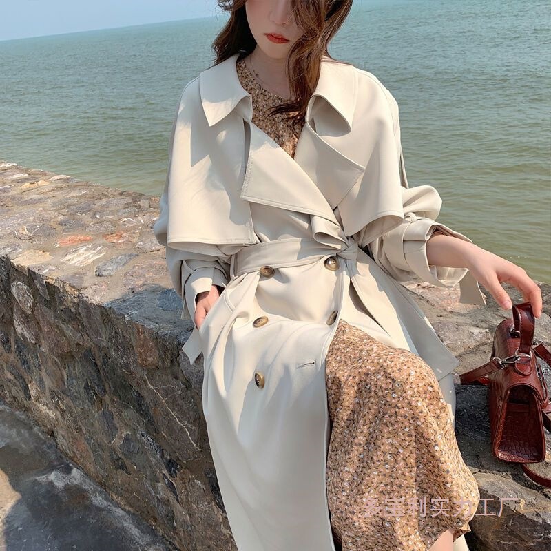 风衣女2025秋秋季新款中长款韩版流行大衣宽松过膝垂感英伦风外套|undefined
