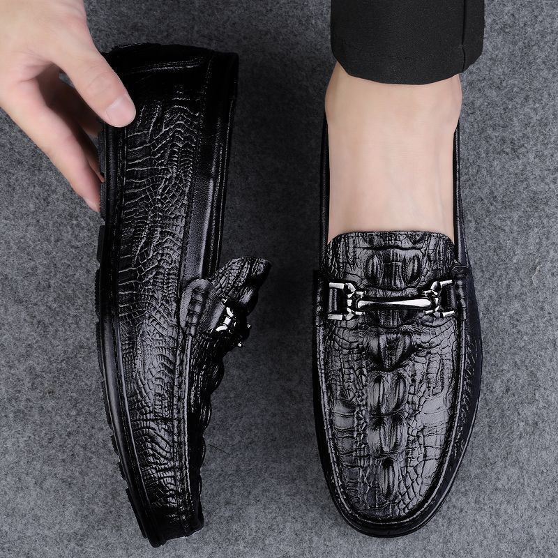 New Leather Shoes for Men, Soft-Soled Slip-On Loafers, Crocodile Pattern, British Business Formal Casual Shoes, Commuting Men's Shoes New Leather Shoes for Men, Soft-Soled Slip-On Loafers, Crocodile Pattern, British Business Formal Casual Shoes, Commuting Men's Shoes