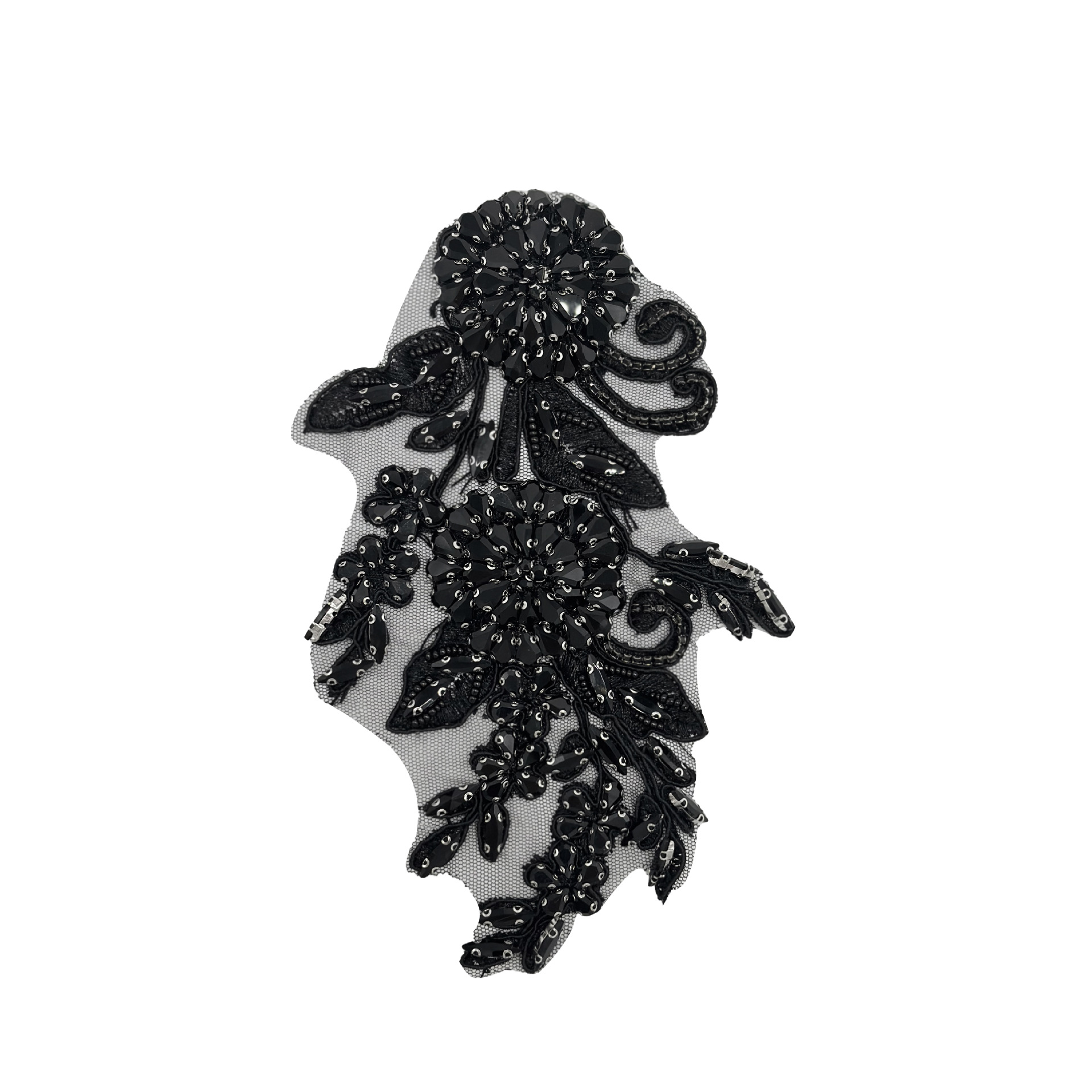 Tejido de malla pesada cuentas de clavos tridimensionales flor de perforación vestido de boda rendimiento ropa encaje bordado accesorios transfronterizos image 7