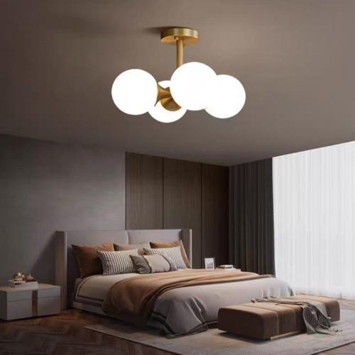Modern, simple, light luxury, all-copper personalized horn ball bedroom ceiling lamp, Nordic designer creative restaurant lamps