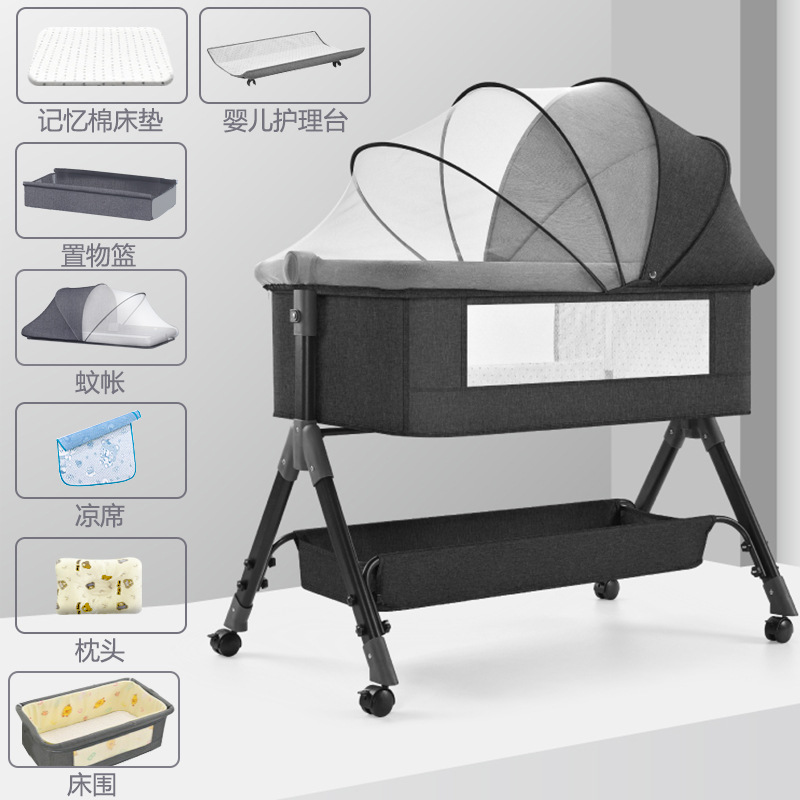 Cuna de bebé recién nacido cama costura Cama grande Baby Shaker BB cama de los niños cuna cama multifuncional móvil plegable