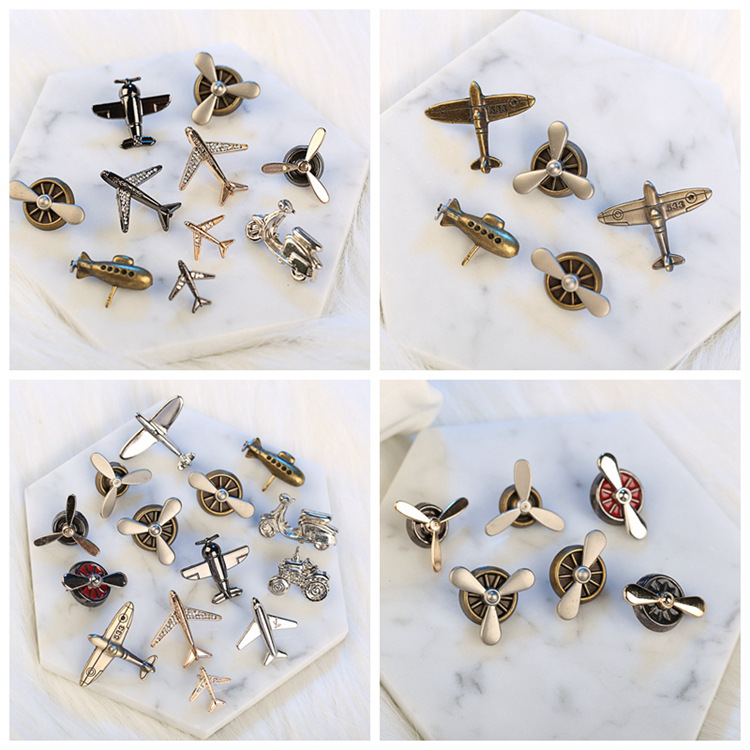 Personalizada ins vintage metal motor de avión broche hombres traje camisa collar esquina pin hebilla pequeña joyería