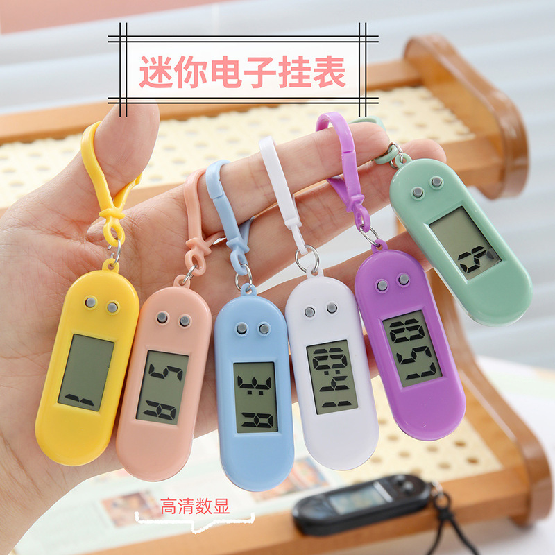 マカロン学生試験楕円小掛け時計創意キャンディー色静音試験デジタル電子時計キーホルダー|undefined