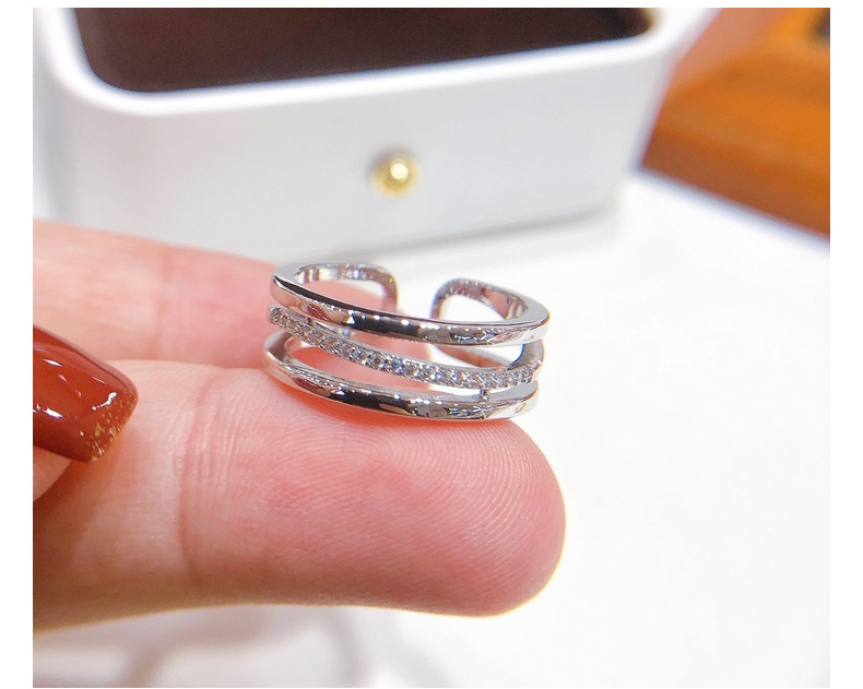 Fashion Round Copper Plating Zircon Open Ring 1 Piece