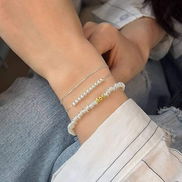 韓版輕奢s925純銀金色碎銀子手鍊女冷淡風時尚簡約銀鏈送閨蜜手飾