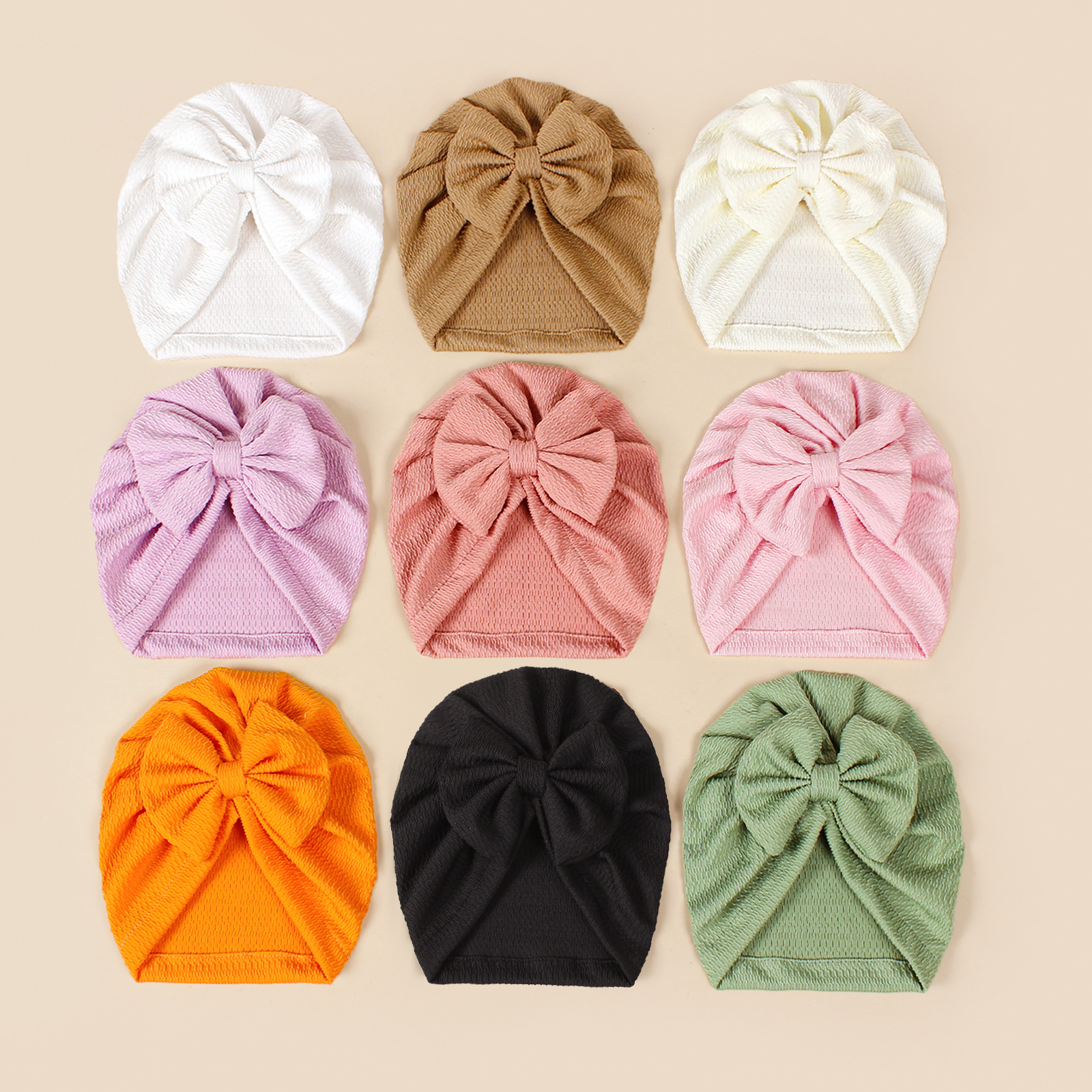 Can Be Matched Quantity Daily, Shopping Occasion Baby Girl's Baby Boy's Simple Style Solid Color Bow Knot Baby Hat