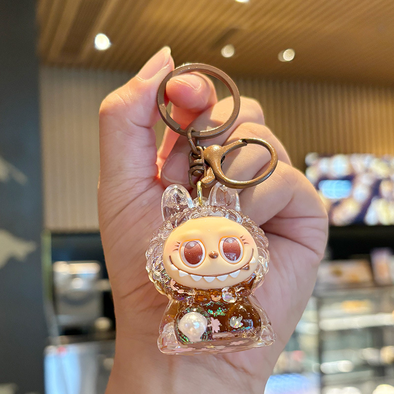 水晶入油流沙瓶拉布布钥匙扣女生背包挂饰串珠手机链条挂件精品店|undefined