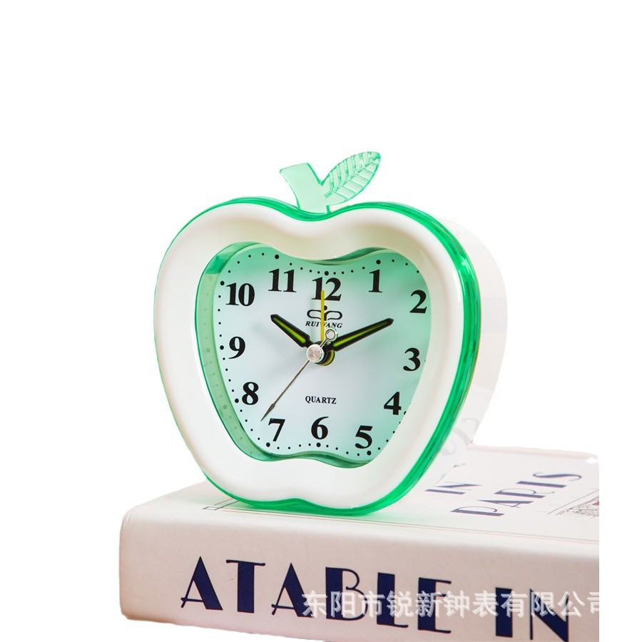 Fábrica directa de moda simple plástico manzana pequeña despertadora dormitorio salto de segundo despertador reloj de estudiante digital