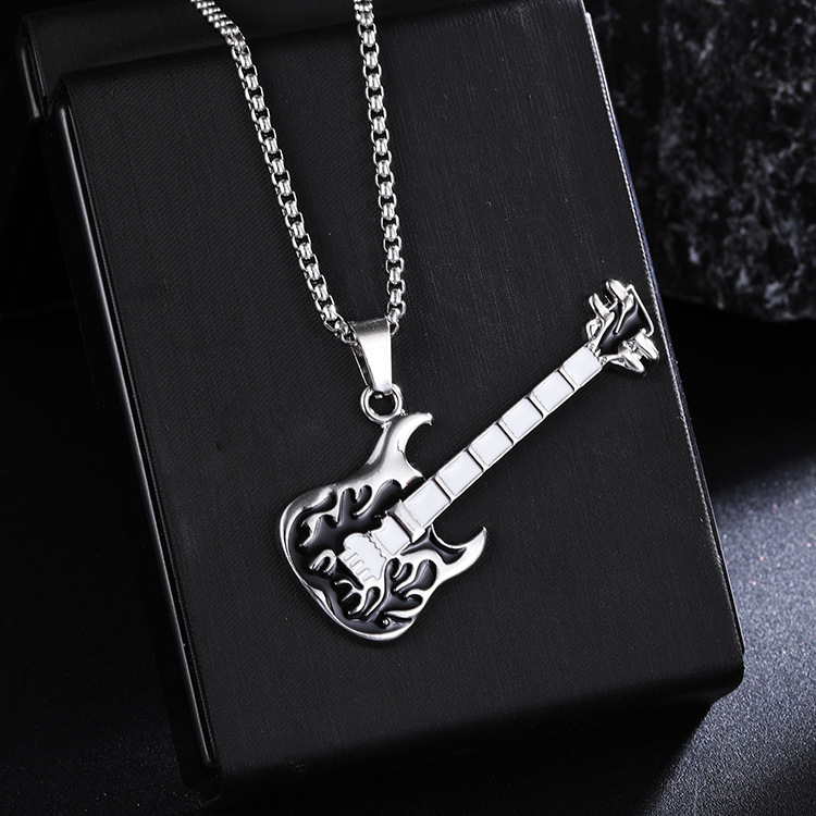 新しいギターペンダントネックレスメンズカラフルなオイル滴下合金楽器ステンレス鋼ペンダント DIY ジュエリーアクセサリー女性|undefined