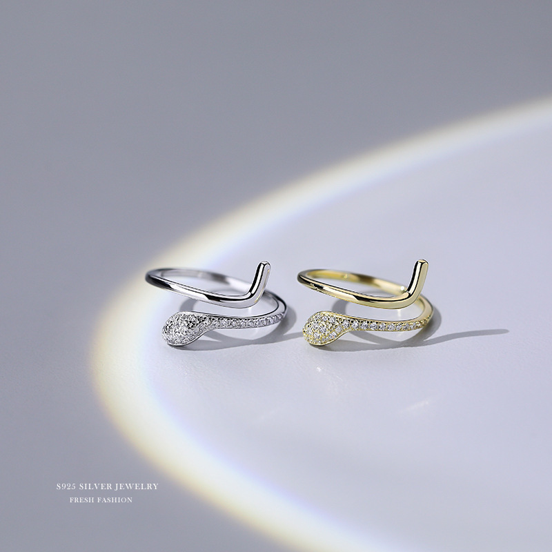 Anello in zircone giapponese e coreano a forma di serpente per donna, alla moda, semplice, personalizzato, trendy, stile cool_voghion.com