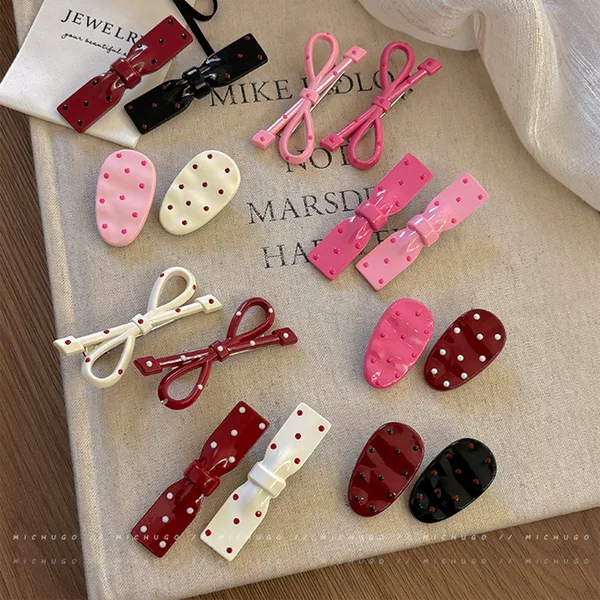 Cute Polka Dot Water Drop Duckbill Hair Clip Ins Simple Seaside Versatile Side Bangs Clip Hairclip Hair Accessory