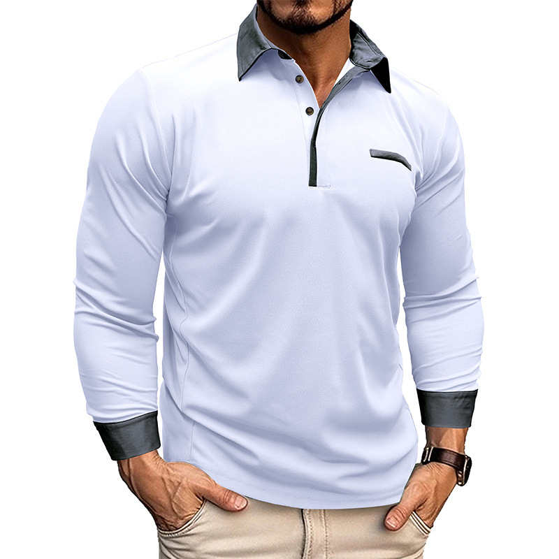 Camisa de polo de manga larga con solapa para hombre transfronterizo de Amazon