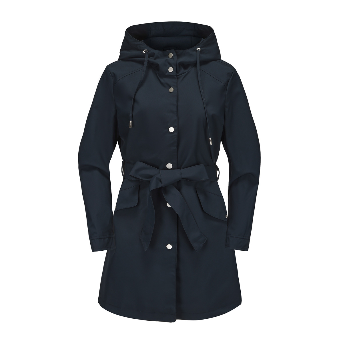 Women's Clothing Spring and Autumn Hooded Water Repellent Jacket with Belt Thin Casual Loose Windbreaker _voghion.com