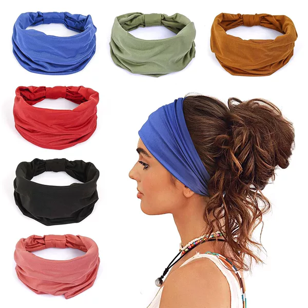 Women's Headband Sports Yoga Exercise Sports Elastic Non-slip Anti-sweat Band Summer Cloth Hair Band Solid Color Hiking Hiking