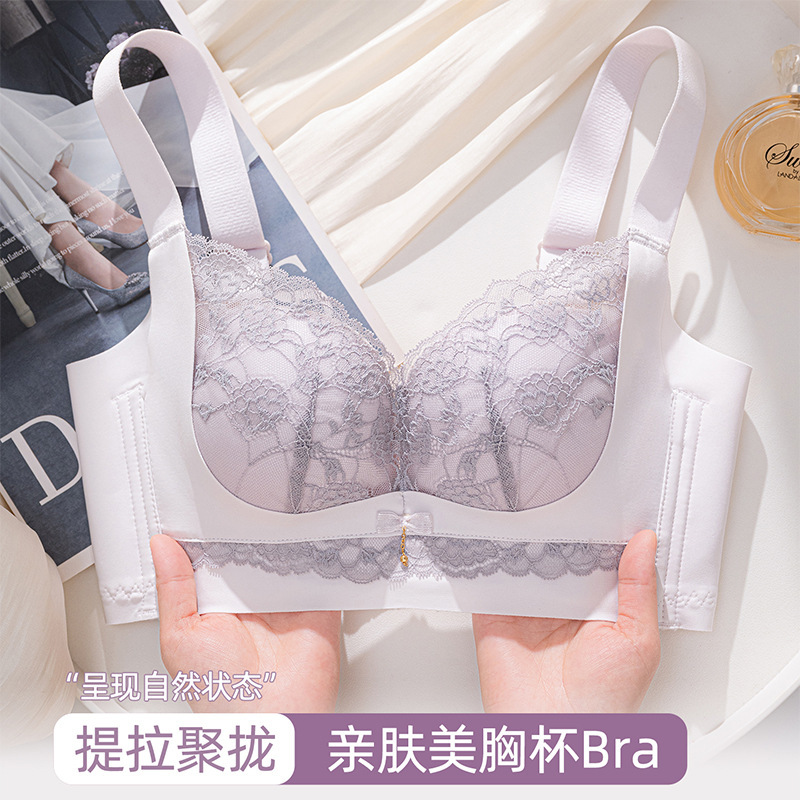 New Product 10A Antibacterial Temperature Change Maintenance No Steel Ring Lace Intimates Women's Small Breast Push-Up Women's Bra Autumn and Winter