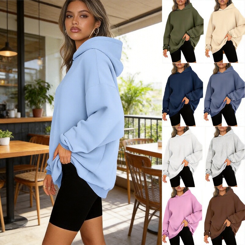 2024 European and American Foreign Trade Cross-Border Women's Clothing Amazon New Hooded Pullover Oversized Loose Casual Fleece Sweatshirt 2024 European and American Foreign Trade Cross-Border Women's Clothing Amazon New Hooded Pullover Oversized Loose Casual Fleece Sweatshirt