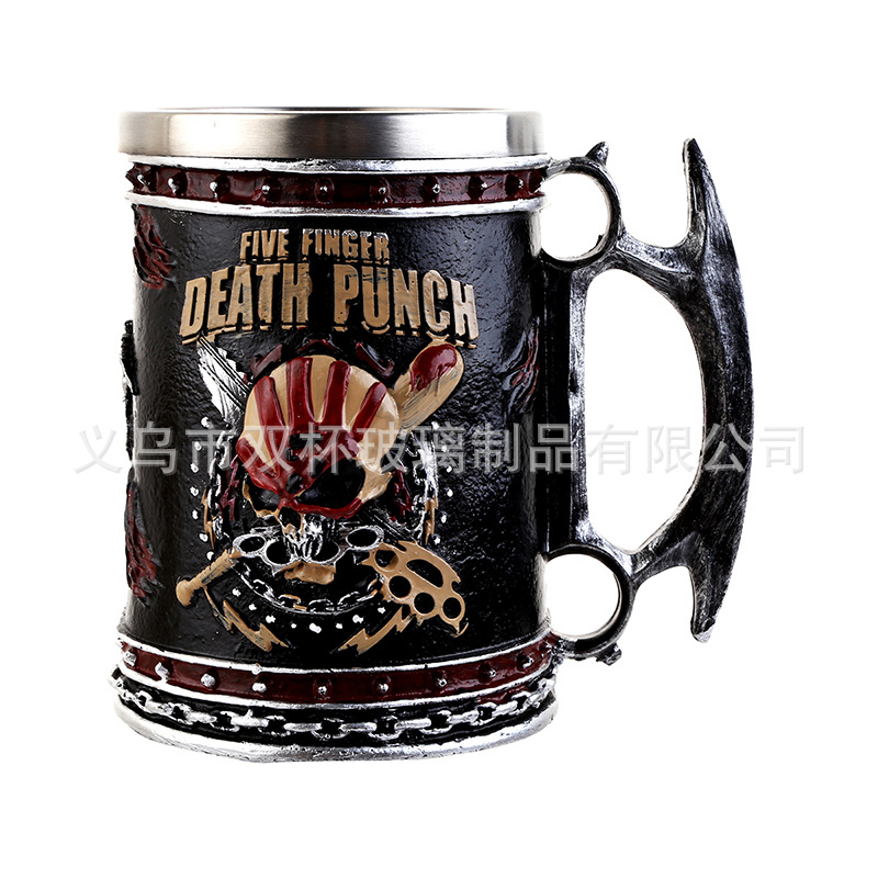 Tema de Halloween cráneo taza de café resina con acero inoxidable taza de cerveza taza de té bebida taza de agua