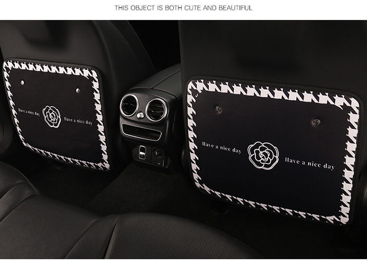 Car Anti-Kick Pad, Kidsren's Seat Back Anti-Kick Pad, Small Fragrant Camellia Rear Seat Anti-Fouling Pad, Anti-Kick and Anti-Scratch Pad