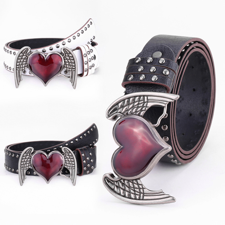 New Punk Hip-Hop Rock Belt Female Fashion Skull Heart Rivet Y2K Sexy Subculture Belt Female Now I