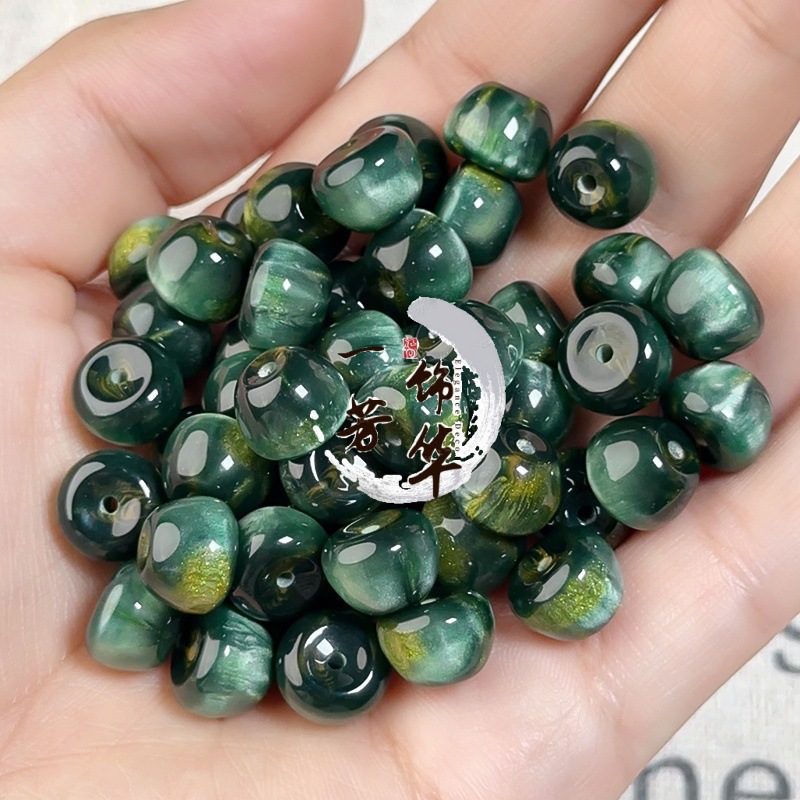 金メッキ樹脂アップルビーズブレスレットルースビーズビーズアクセサリージュエリービーズ衣類アクセサリーボタン瑪瑙ビーズ