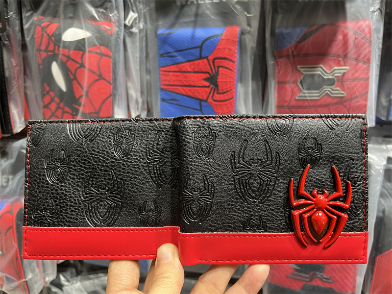 Cartoon Spider-Man niños estudiantes billetera corta para niños PU piel bolso de cambio bolso de mano bolso de tarjetas vengadores