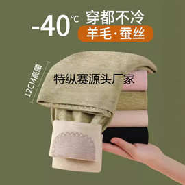 德绒蚕丝秋裤女打底裤秋冬季加绒加厚内穿发热羊毛护膝高腰保暖裤