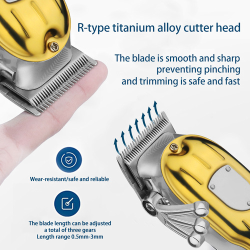 Cross-border new metal electric push trimmer with USB charging, digital LCD display electric mother and son hair clipper for home use