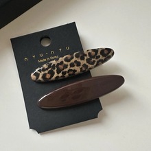 韩版豹纹咖色拼色高级感复古甜辣鸭嘴夹侧边夹港风刘海夹发饰