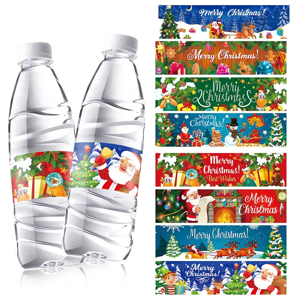 Nuevos pegatinas de decoración de Navidad pegatinas de fiesta de Navidad botella de agua bebida adhesivo sellado pegatinas de decoración de atmósfera